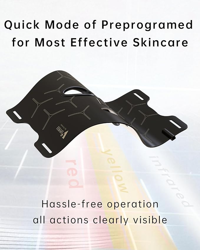 VYM Infrared Light Therapy Mask: High Energy Skincare Device for Glowing Skin – Ultra-Thin 1.8mm 4.6oz, 830nm 633nm 590nm, Cordless Red Light Therapy for Face Luxury Gift - Black Windmill