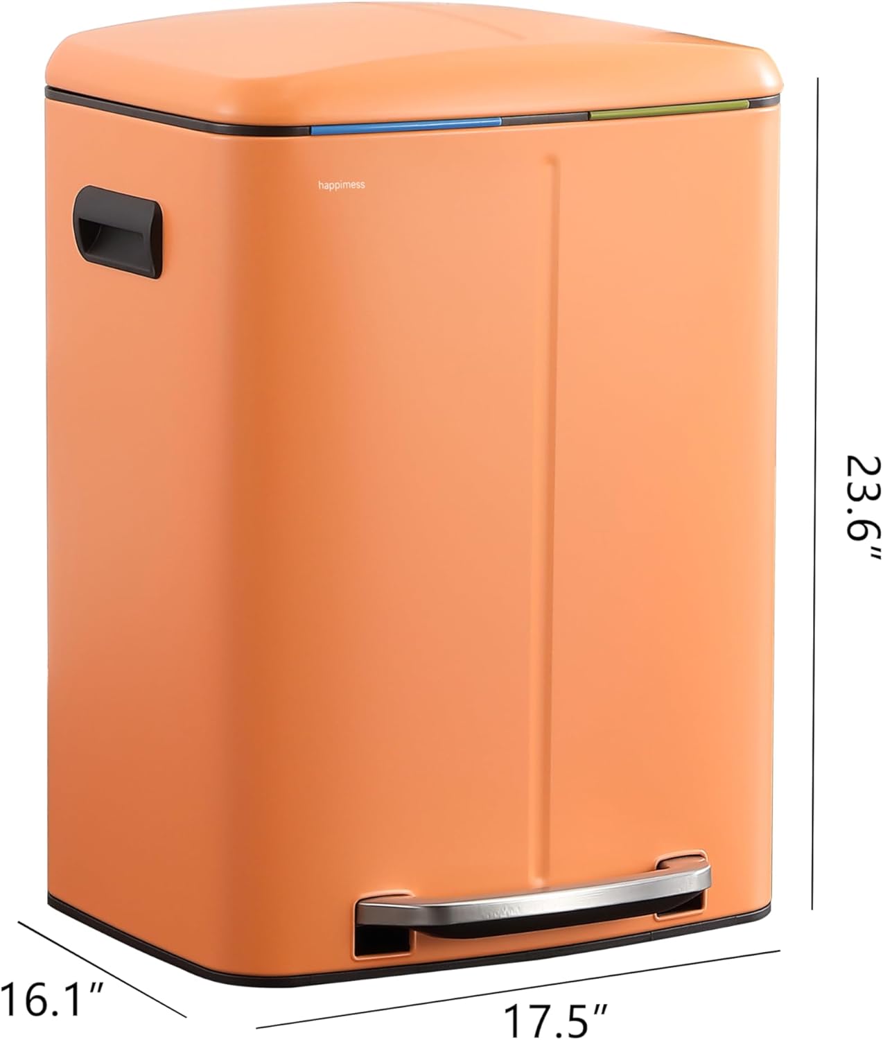 happimess HPM1005K Marco Rectangular 10.6-Gallon Double Bucket Trash Can with Soft-Close Lid, Carrot Cake, Fingerprint Resistant, Modern, Minimalistic for Home, Kitchen, Office, Bedroom, Bathroom