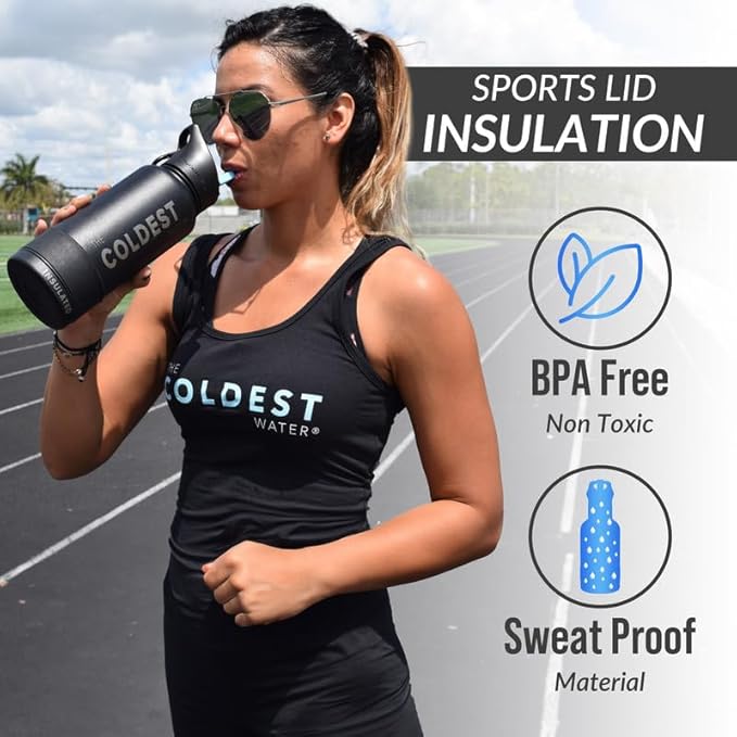 Coldest Insulated Water Bottle with Straw Lid - Stainless Steel Metal Insulated Bottle for Men & Women (Green Aurora Glitter, 14 oz)