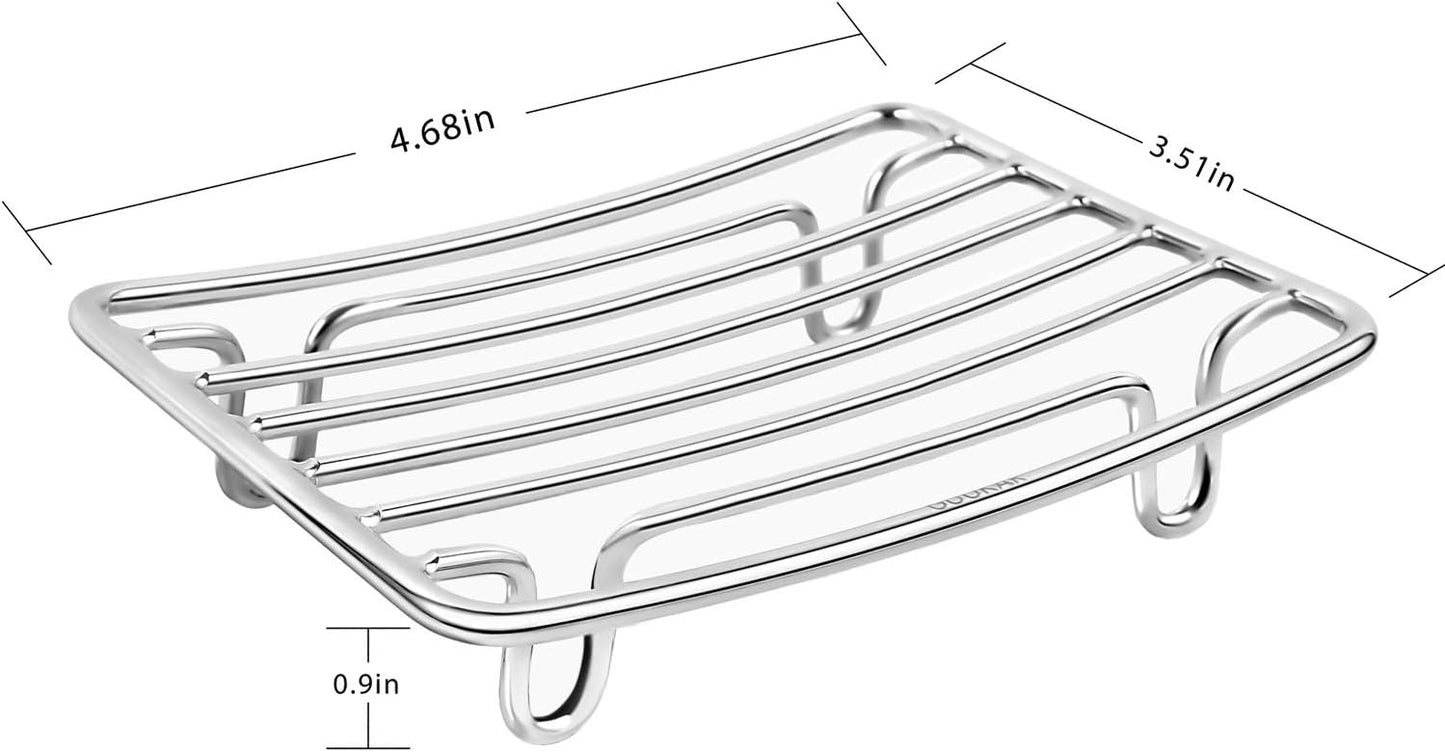 Bar Soap Dish Holder for Shower Bathroom Stainless Steel Rust Proof Self Draining, Chrome-2 Pack