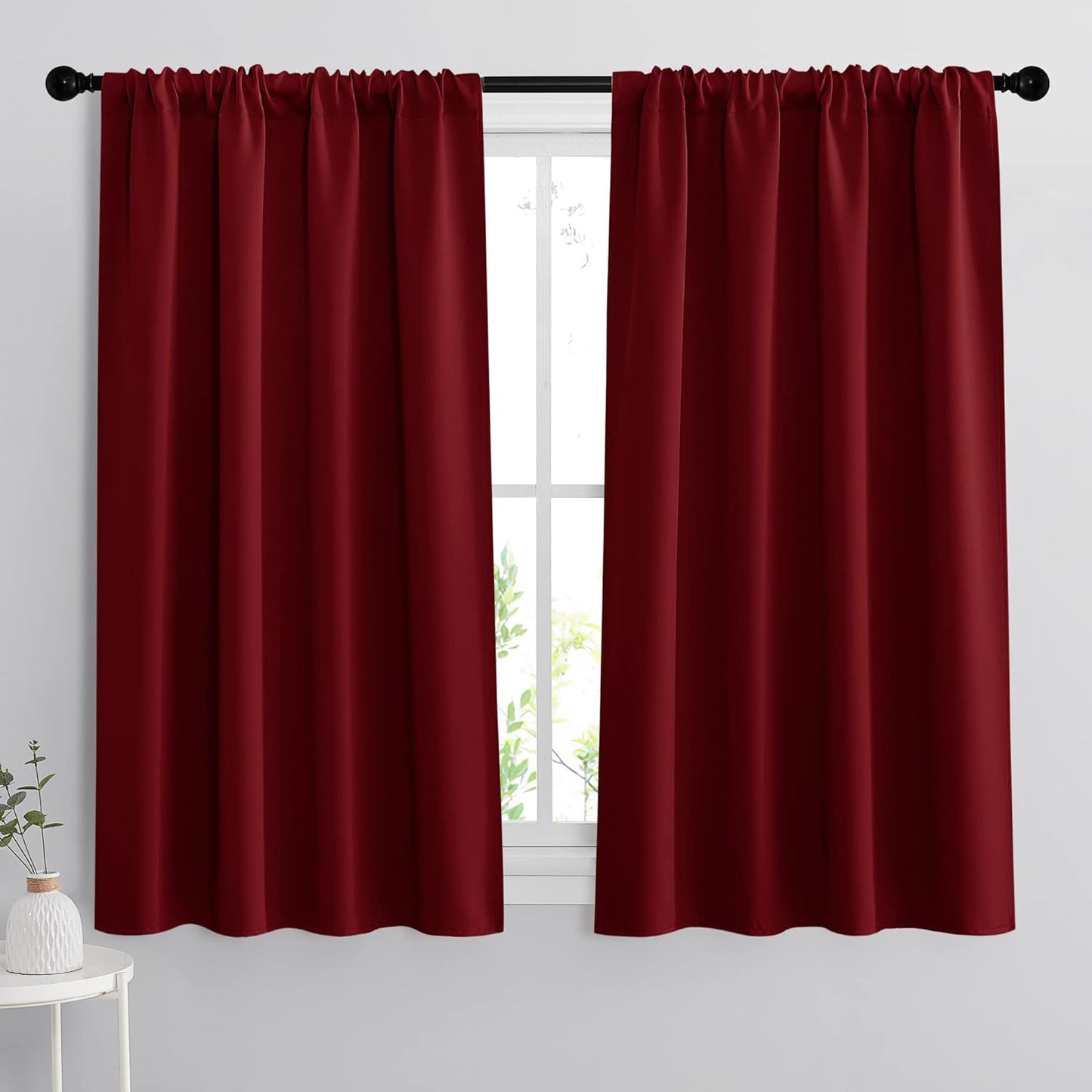 RYB HOME Curtains for Bedroom 72 inches Long, Blackout Thermal Insulating Window Treatment Drapes for Living Room Bathroom Basement Laundry Classroom, W 34 x L 72, Burgundy Red, 2 Panels