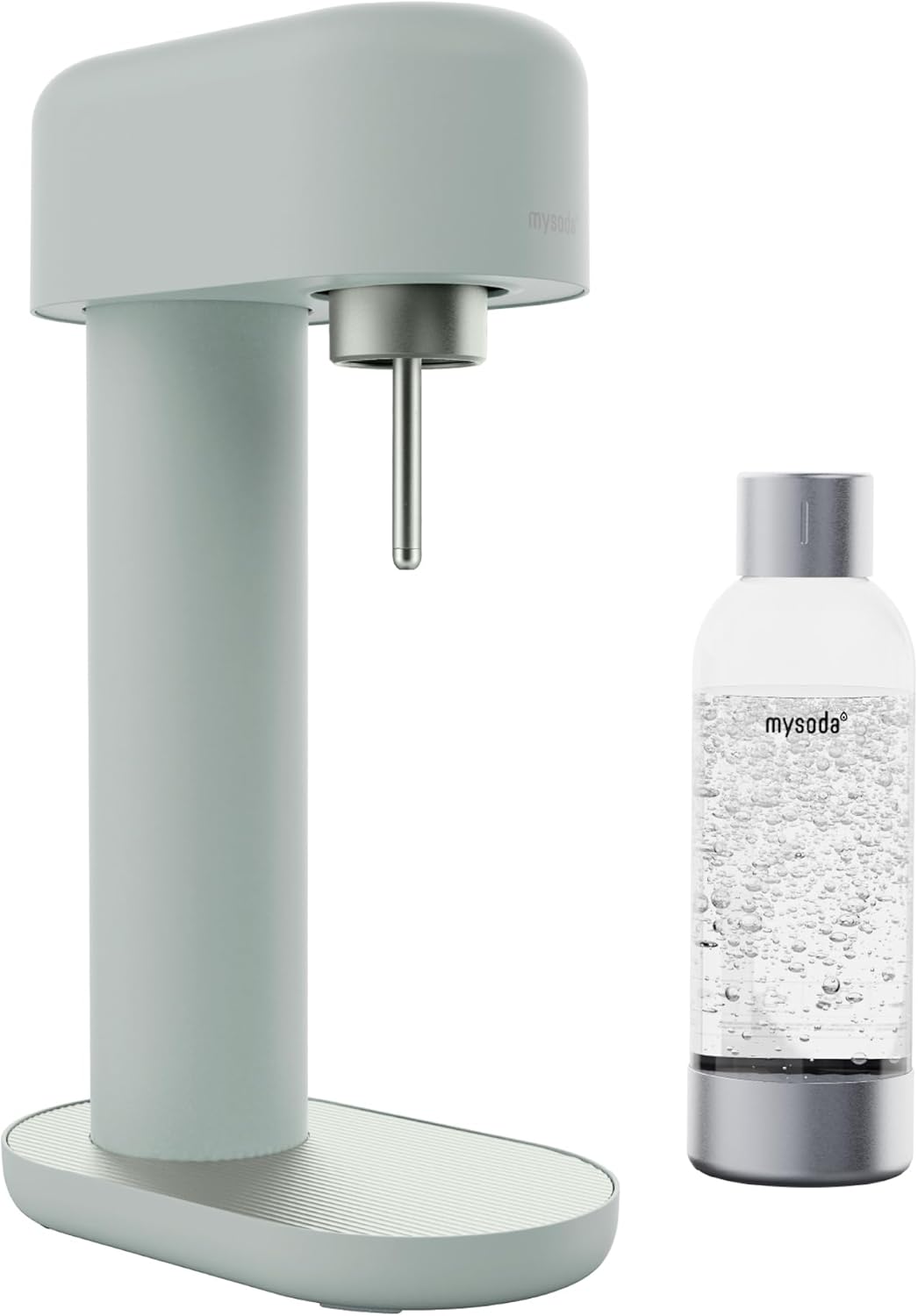 Mysoda Premium Carbonating Bottle 1L Silver - Compatible with MySoda and any brands - Quick-Lock Reusable Bottles - Lid and Base Made of Stainless Steel - BPA Free