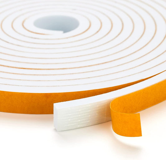 10 Feet Weather Stripping Door Seal, 1" Wide X 1/16" Thick Door Seal Strip High Density Foam Tape Adhesive Strip for Door Soundproofing,Window Insulation (1" x 1/16" x 10FT,White)