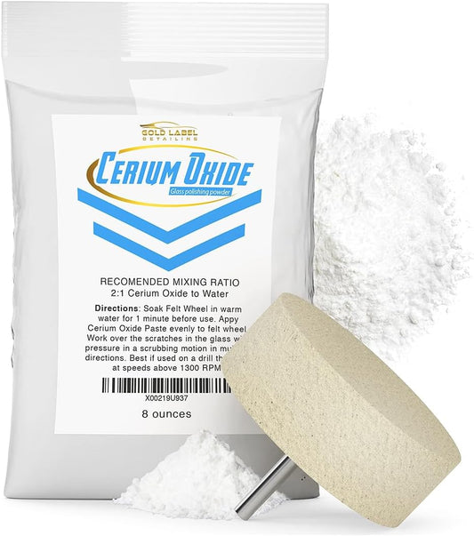 Optical Grade Cerium Oxide 8oz Glass Repair Powder | Glass Window and Windshield Repair