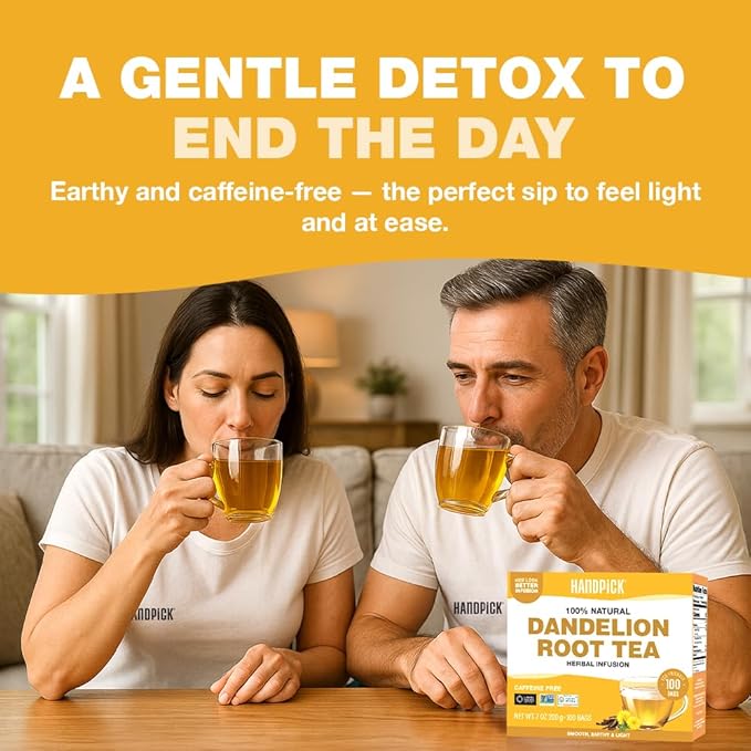 HANDPICK, Dandelion Root & Leaf Tea Bags (100 Herbal Tea Bags) Caffeine-Free Herbal Blend | Eco-Conscious Teabags | Direct from Source