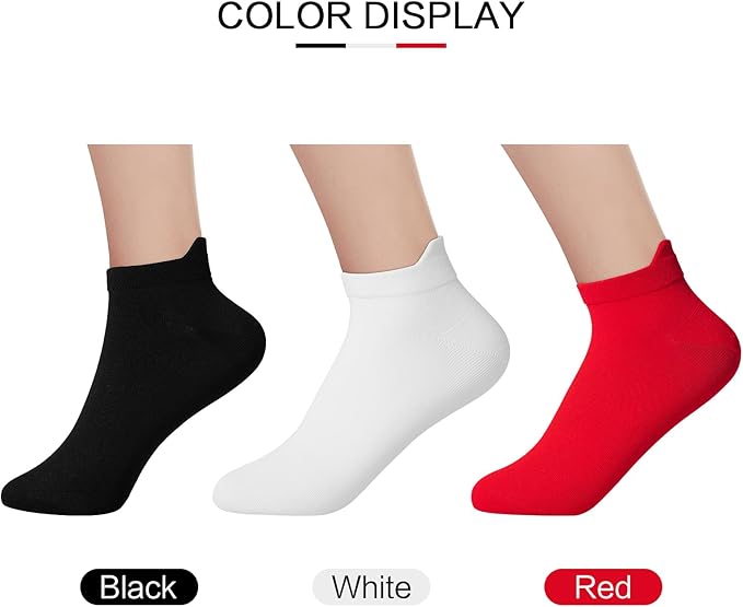 Men's Red Socks Ankle Socks Comfortable White/Black Casual With Heel Tab,Chinese New Year Socks, Size 6-10 (6 pairs)