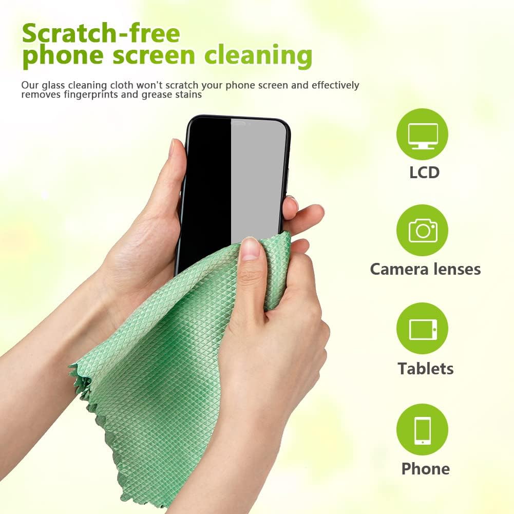 HOMEXCEL Microfiber Glass Cleaning Cloths-6PK, 16"x14" Lint Free Window Cleaning Cloth, Glasses, Mirrors, Screens, Stainless Steel, Premium Microfiber Wipes for Cleaning, Glass and Window Cleaner