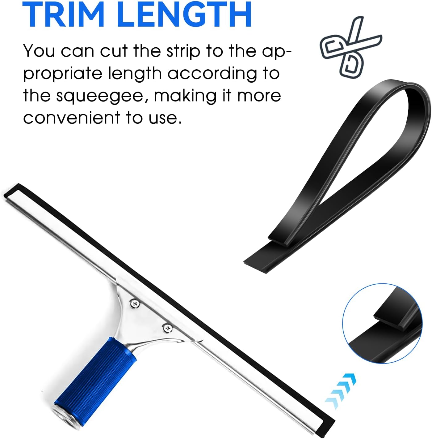 2 Roll Rubber Squeegee Replacement Blades, 41 Inch Squeegee Blade Silicone Squeegee Rubber Replacement Black Squeegee Scrubber Squeegee Refill Blades Head for Windows, Glass Cleaning, Shower Doors