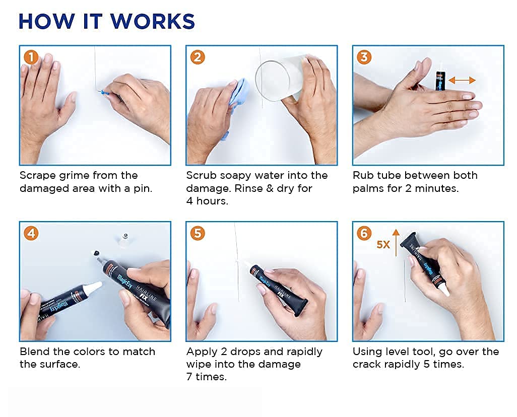 MagicEzy Tile RepairEzy (Gray/White) - Tile and Vinyl Floor Repair Kit | Fix Cracked or Chipped Ceramic Tiles Fast | Thick Structural Porcelain Repair Filler, Putty - 12.9 mL Tube