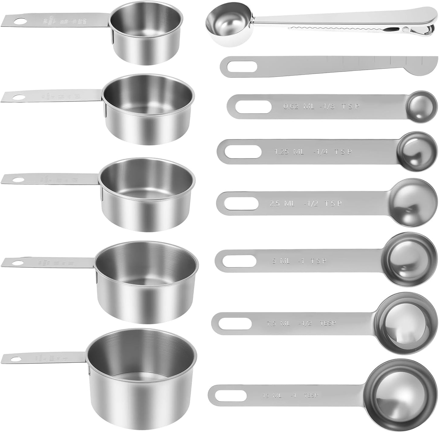 13PCS Measuring Cups and Spoons Set Stainless Steel Measuring Spoons and Cups Stackable Measuring Spoons Set for Dry or Liquid Ingredients