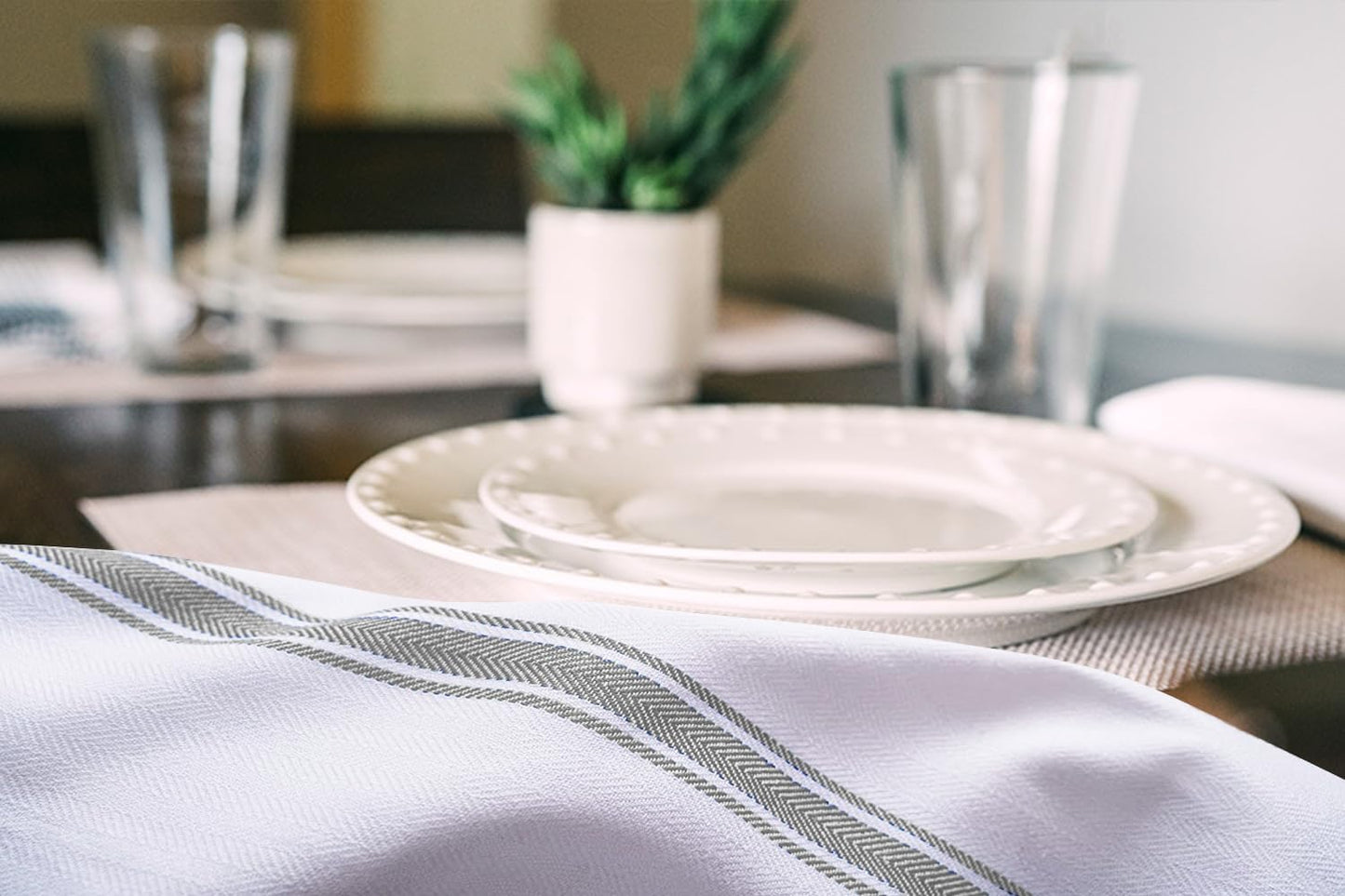 Dish Towels Set (Value Pack of 15) Size 15x25 Inch, 100% Cotton Soft & Absorbent Linen Kitchen Towels, Tea Towels, Reusable Cleaning Cloths for Household Cleaning (Grey)