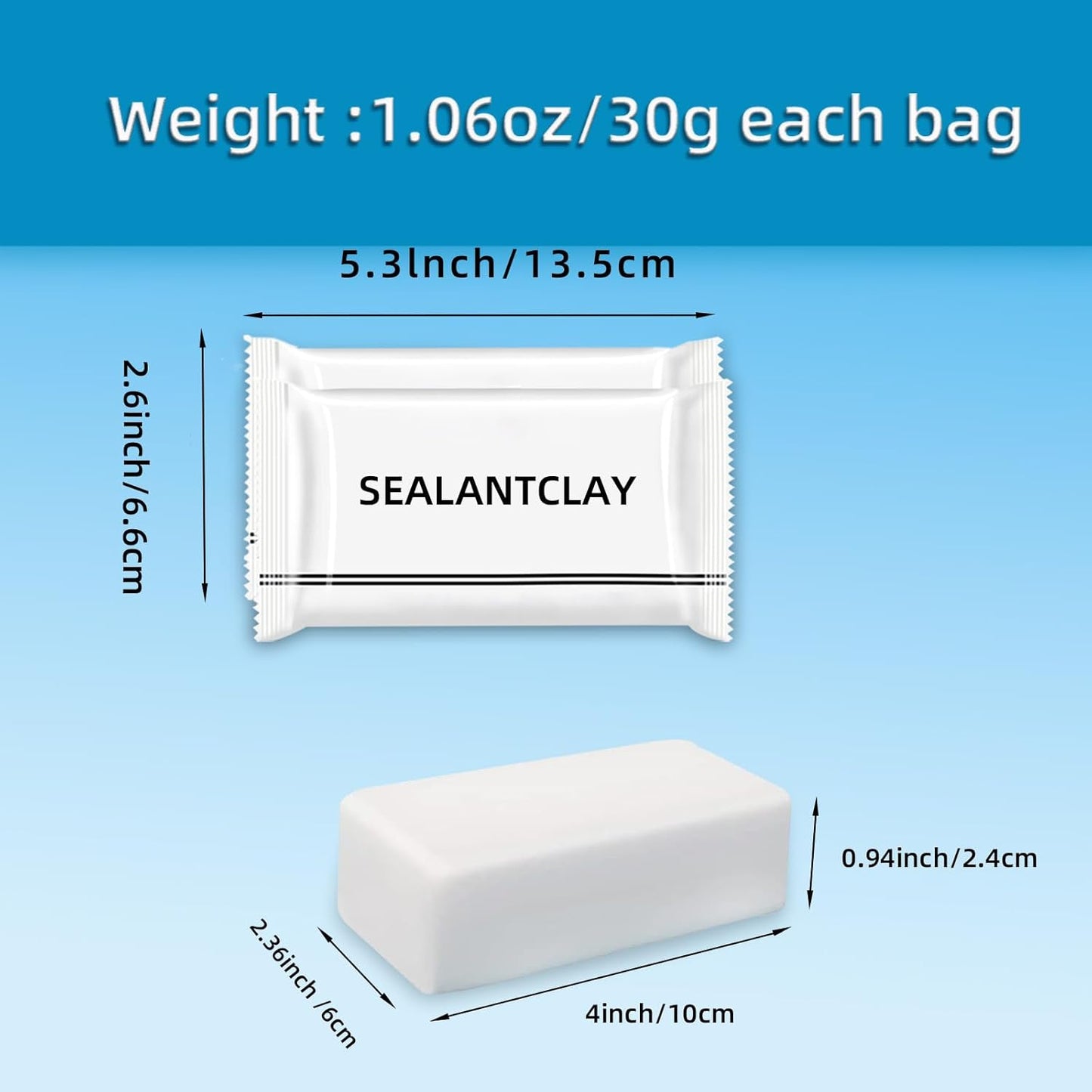 Pack of 8 White Seal Putty Waterproof Duct Seal Repair Sealing Clay, Quick Mending Mud for Drain Connection, Wall Hole, Air Conditioning Hole