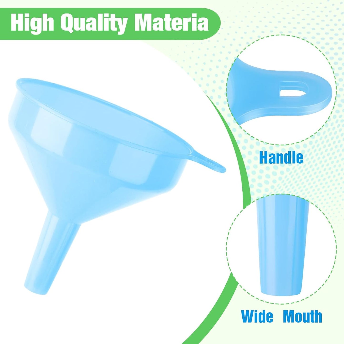 Honeydak 9 Pcs Multi-Purpose Plastic Funnels 4.7 Inch Wide Mouth Funnels for Filling Bottles, Jars, Containers Lab Use Oil Funnel for Gas, Car Oil, Lubricants and Fluids (Pink,Blue,Green)