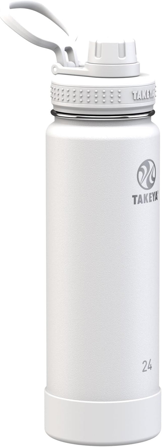 Takeya Actives Water Bottle with Spout Lid - Bottle with Double Stainless Steel Insulation - Dishwasher Safe & BPA-Free - Bottle with Spout Lid & Removable Bumper - 24 oz, Arctic