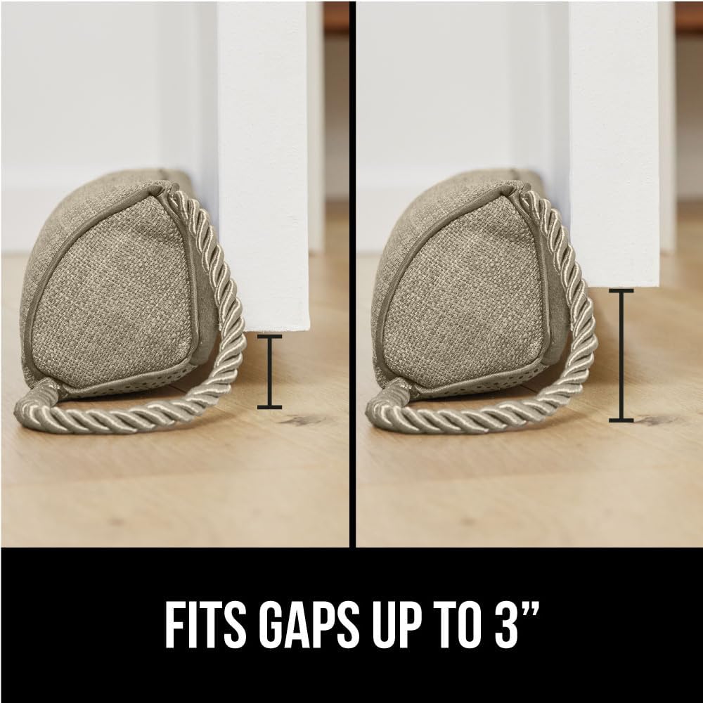 GORILLA GRIP Door Draft Stopper for Bottom of Doors, Weather Stripping Seal Blocks Hot Air, Noise, Bugs, Keeps Cold AC in, Sound Proofing Easy Install Gap Filler, Home Essentials, 32 Inch, Beige