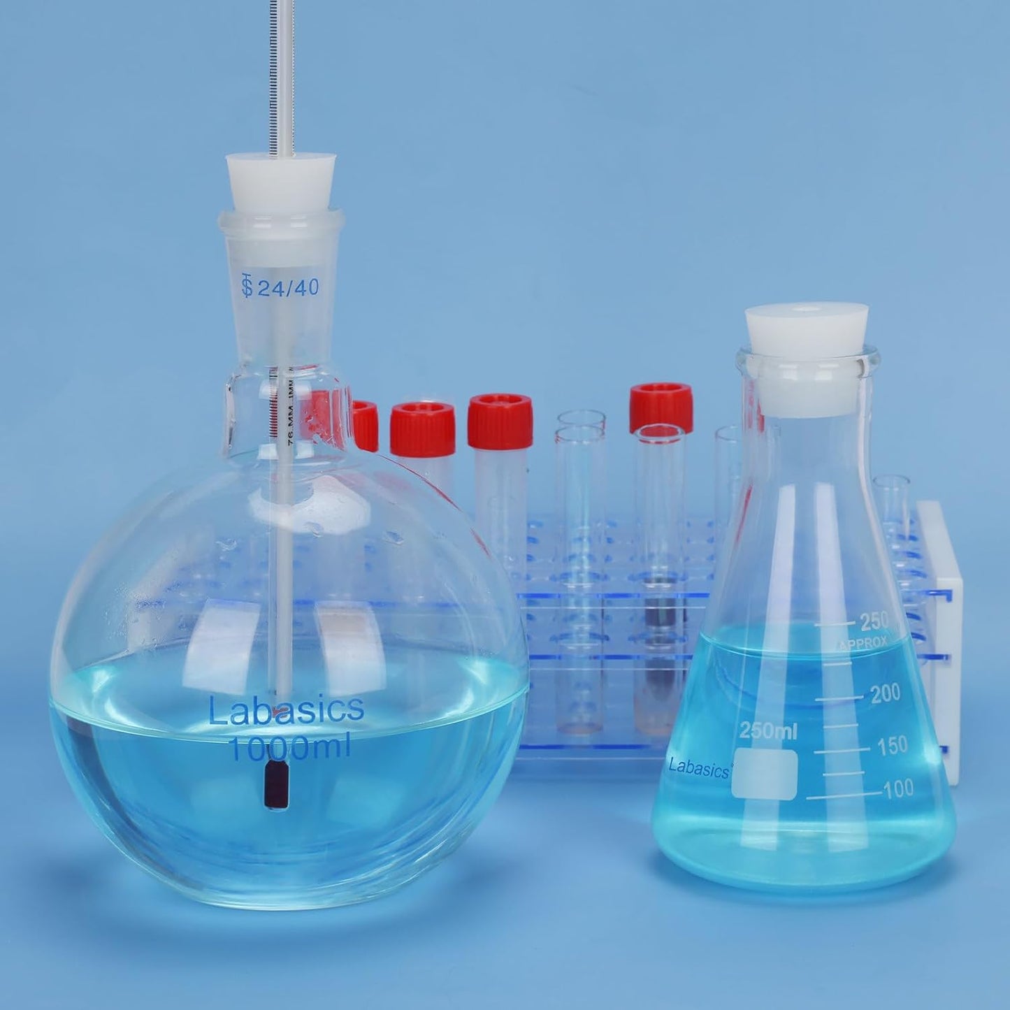 Labasics 5-Pack 9# Single-Hole Silicone Stoppers, White Tapered Lab Seal Stoppers with 0.31" Hole, Durable and Reusable Silicone Plugs for Laboratory Glassware, Airtight Sealing, and Experiments