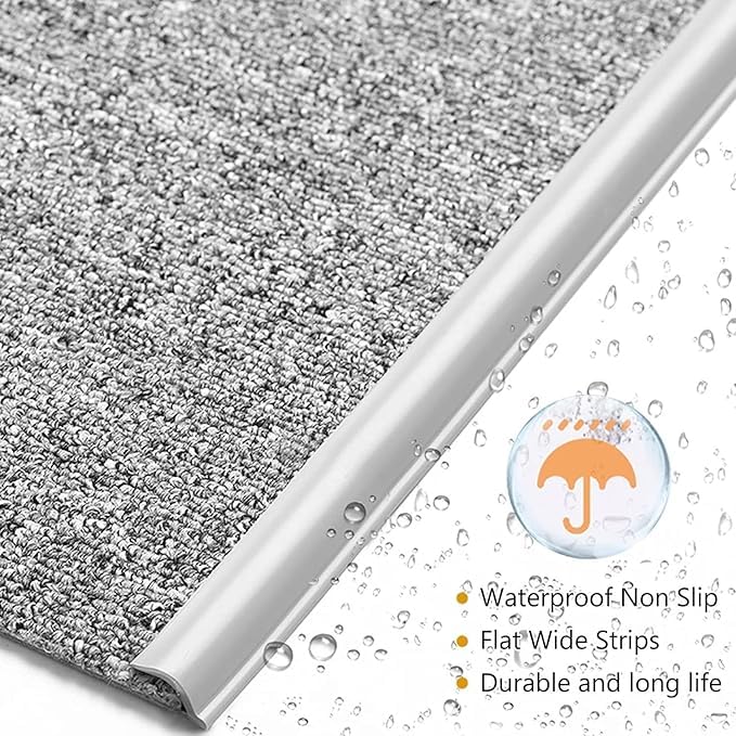 Self Adhesive Carpet Transition Strip with Edge Trim, Designed for Seamless Transitions from Carpet to Tile or Vinyl Floors, Perfect for Doorways.(Gray,7ft)