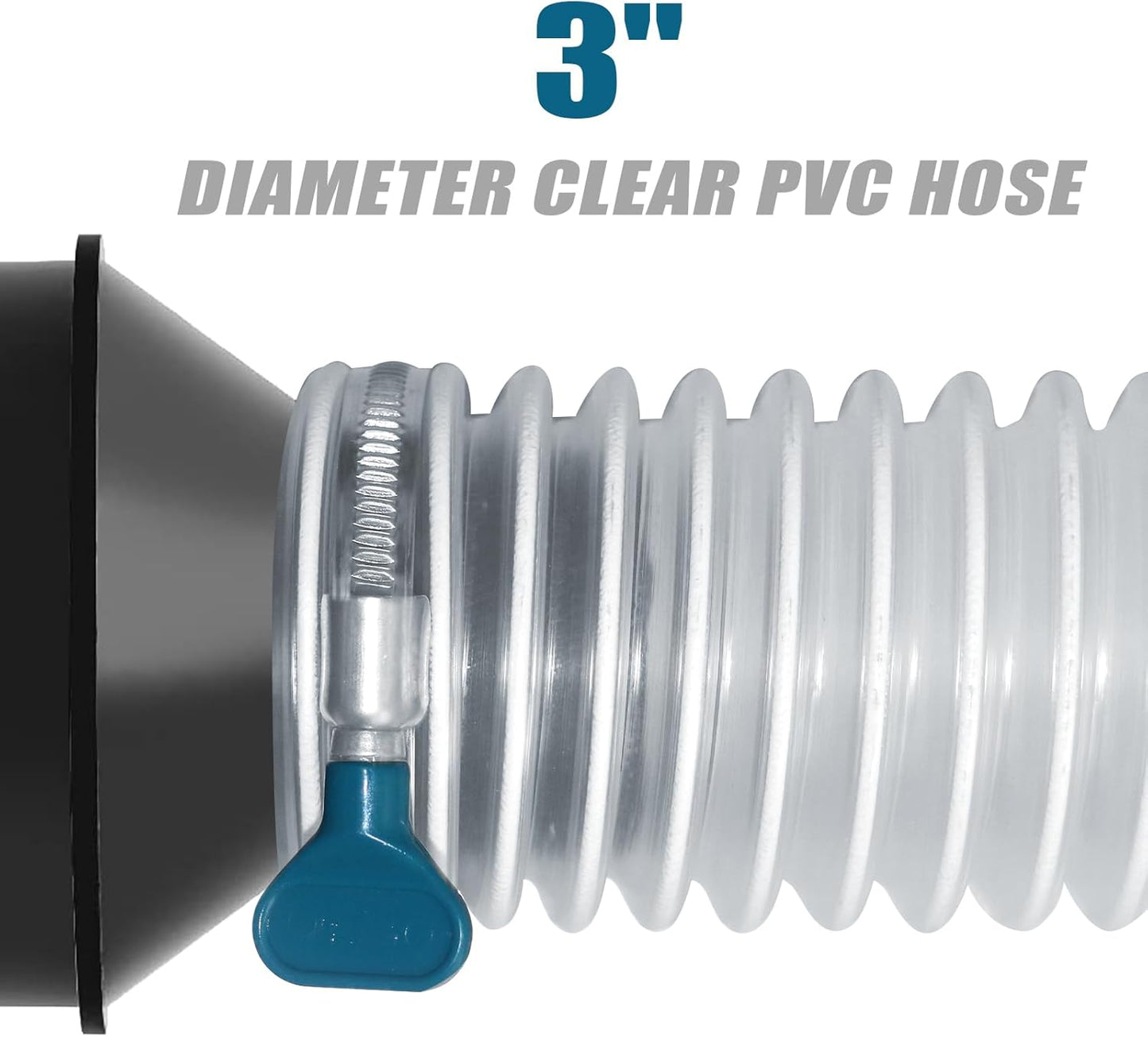 PVC Dust Collection Hose 3"x 10' - Heavy PVC Fume Collection Hose for Workshop, Woodworking, Dust Collection Systems