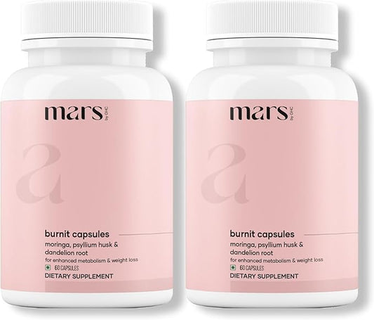 Mars BurnIt Capsules | Enriched with Psyllium Husk, Moringa & Dandelion Root | Supports Digestion, Detox & Weight Management (Pack of 2)