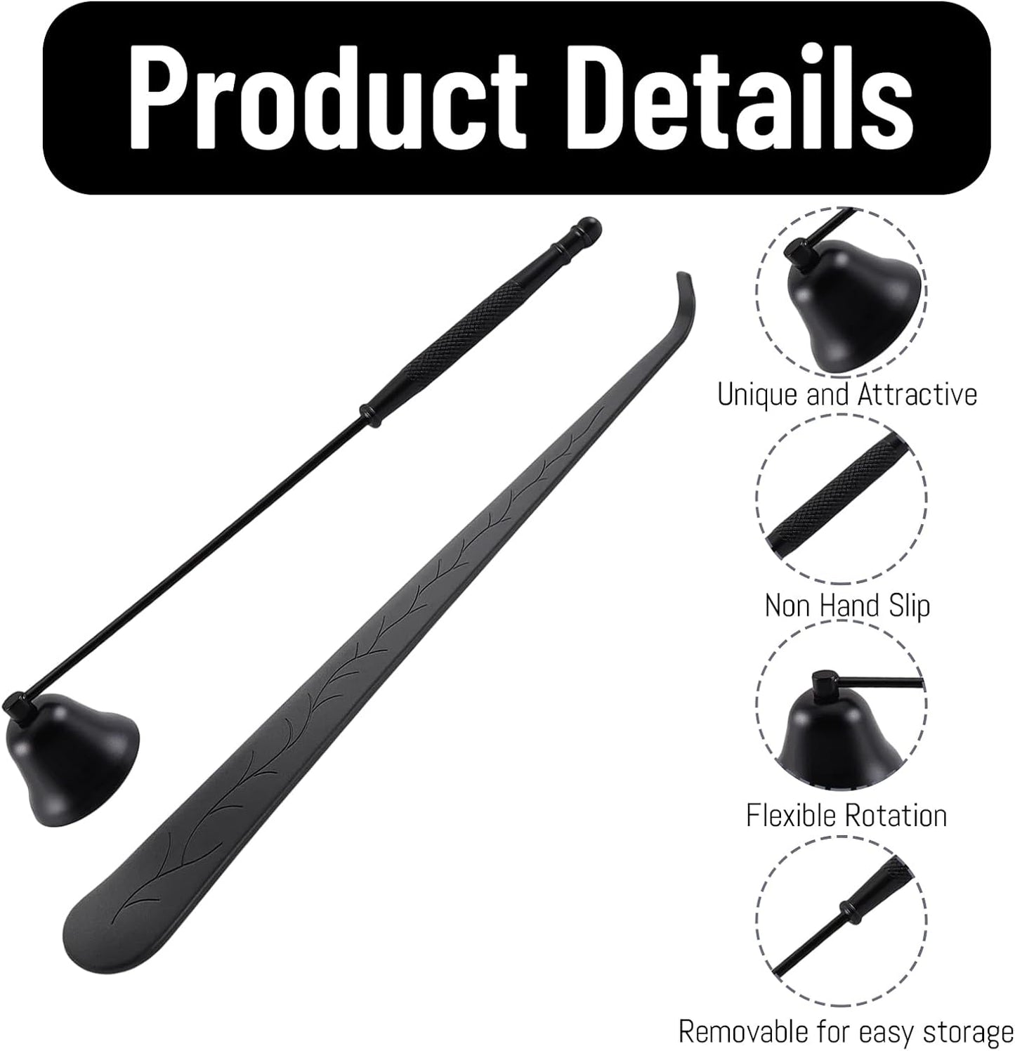 2-Piece Candle Snuffer with Wick Dipper,Candle Snuffer, Brass Candle Snuffer and Long Handle Putting Out Fire, Durable Metal Candle Tools for Home Decor and Relaxation