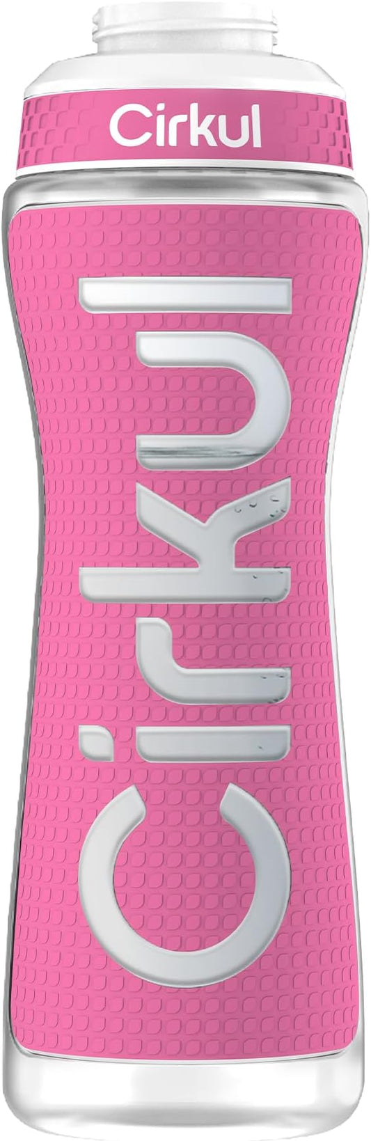 Cirkul 22oz. Pink Plastic Grip Squeeze Water Bottle & Sport Lid, BPA-Free, Non-Slip Design for Gym, Biking & Sports