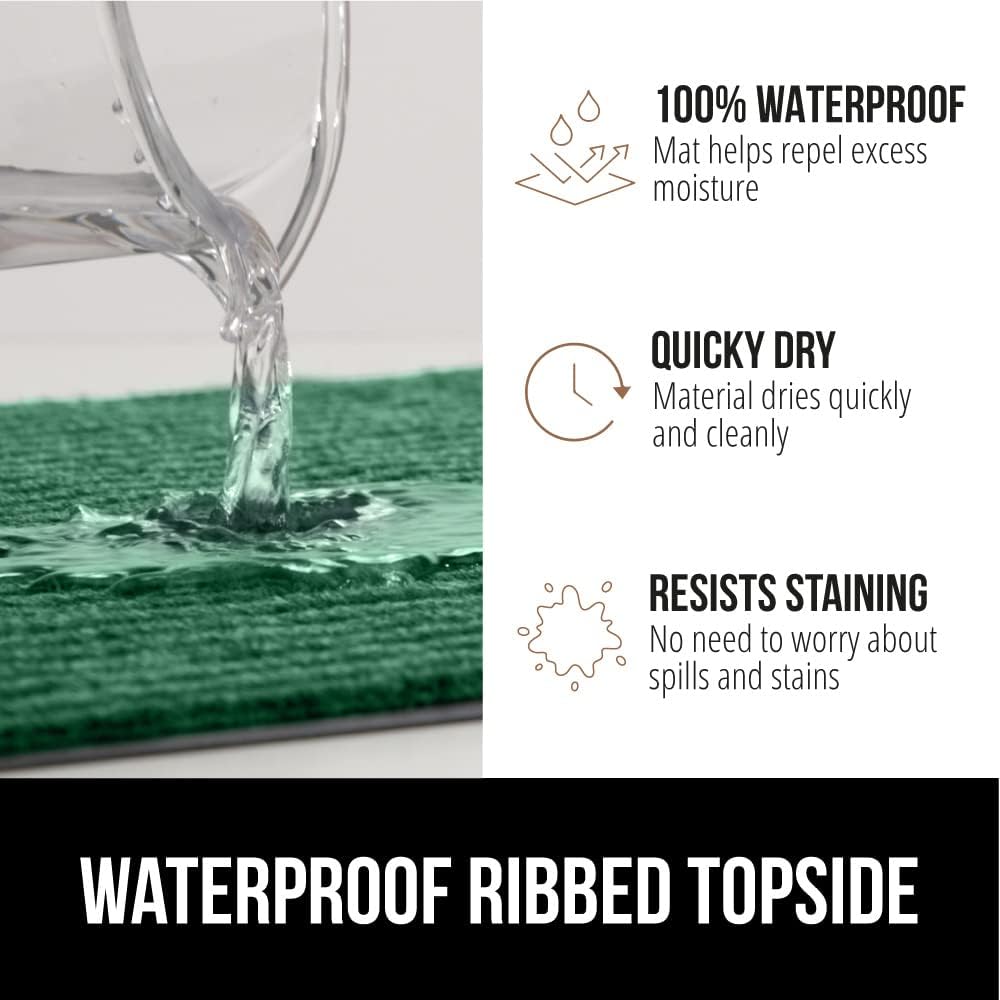 GORILLA GRIP Traffic Guard Door Mat, Heavy Duty Welcome Mats, Commercial Office Space Doormat, Waterproof, Fade Resistant, Strong Rubber Backing, Low Profile, Shoe and Boot Scraper, 29x17, Green