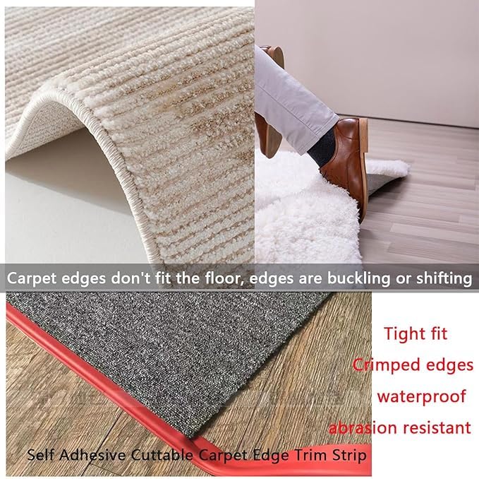 Self Adhesive Carpet Transition Strip with Edge Trim, Designed for Seamless Transitions from Carpet to Tile or Vinyl Floors, Perfect for Doorways.(Gray,5ft)