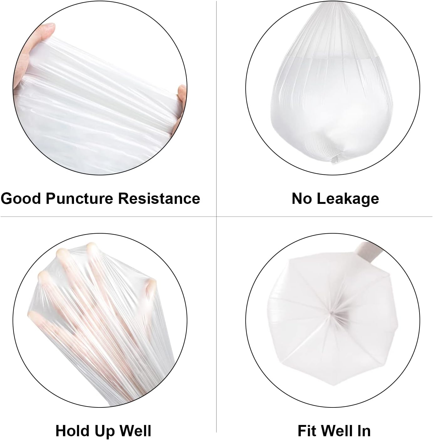 120 Count 8 Gallon Trash Bags Unscented - Thick Clear Medium Garbage bags, 30 Liter Strong Plastic Wastebasket Can Liners for Kitchen Home Bathroom Office