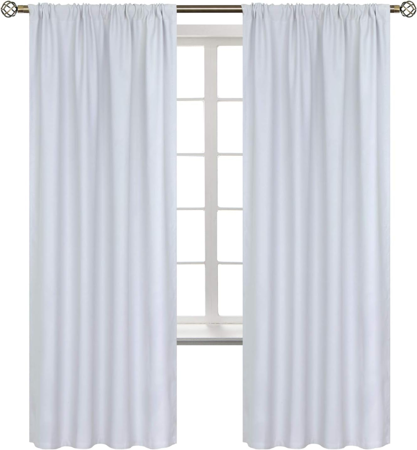 BGment Rod Pocket Room Darkening Curtains for Bedroom 72 Inches Long - Thermal Insulated Blackout Curtain Drapes for Living Room, 52 x 72 Inch, 2 Panels, Greyish White