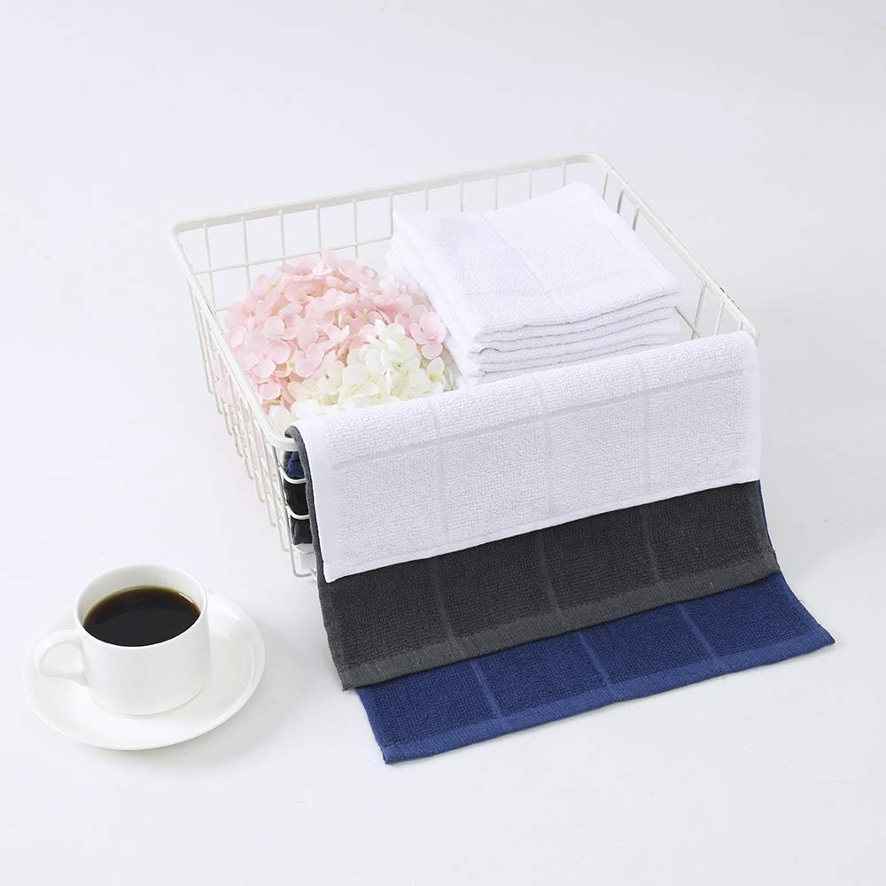 Glynniss Blue Dish Cloths Kitchen Highly Absorbent Navy Dish Rags 100% Cotton Dish Cloths for Washing Dishes, Cleaning (12pcs Blue)