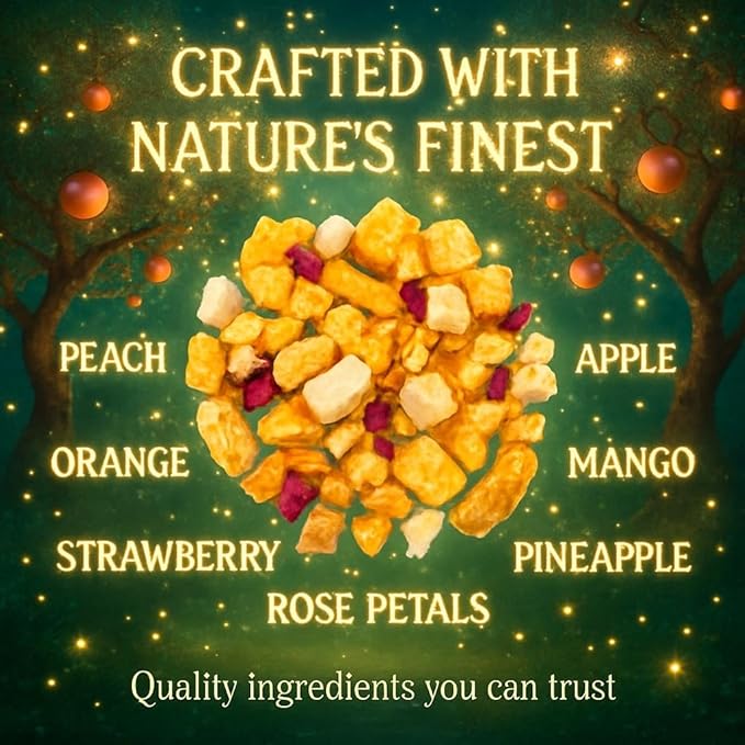Bellasia Tea Peach Fantasy for Kids Using Real Fruit Pieces - Caffeine Free Herbal Tea Blend with Real Ingredients & Balanced Flavor- Add Loose Leaf Tea to Your Child’s Routine for A Fun & Tasty Drink. 20-25 Cups