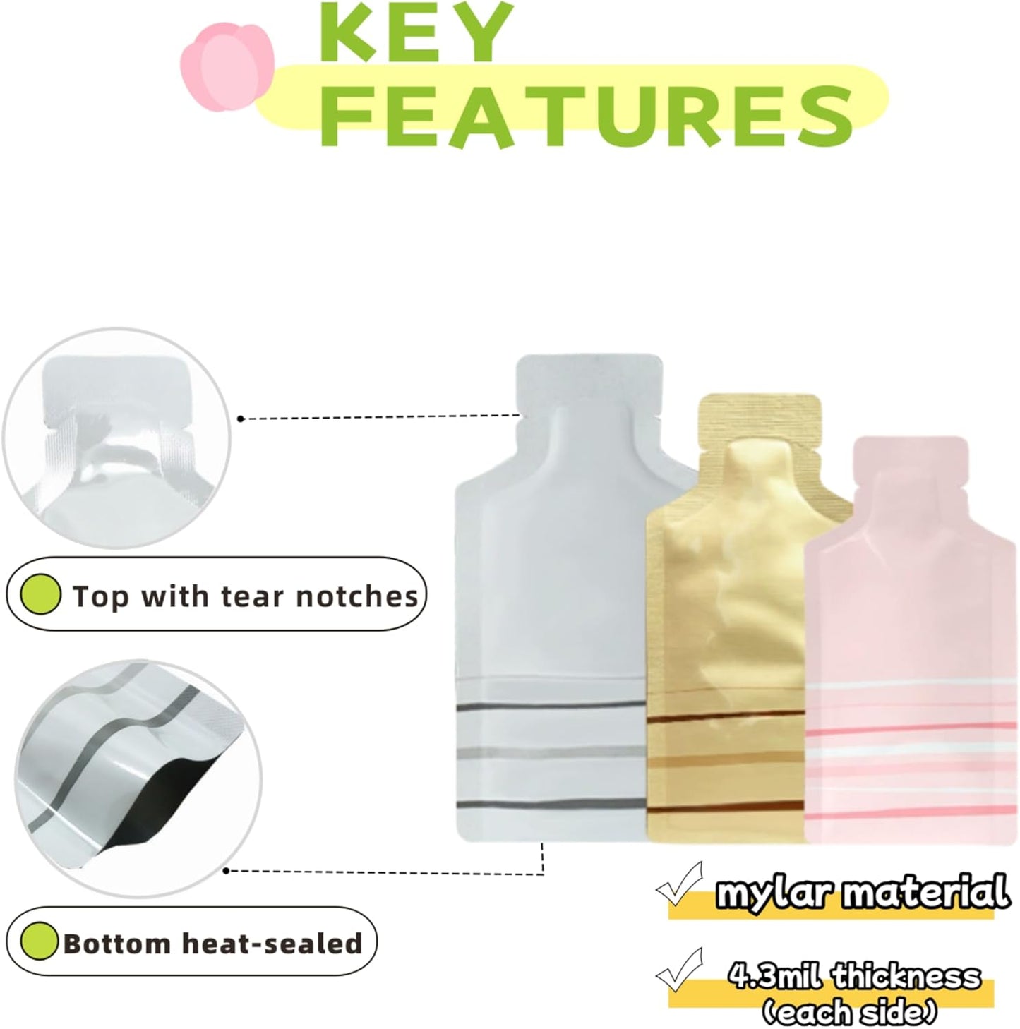 100 Pack 2.95x5.1 inch Heat Seal Sample Mylar Packets for Portable Travel Toiletries Empty Disposable Liquid Shampoo Pouch Single Serving Coffee Powder Condiments Food Storage (Pink)