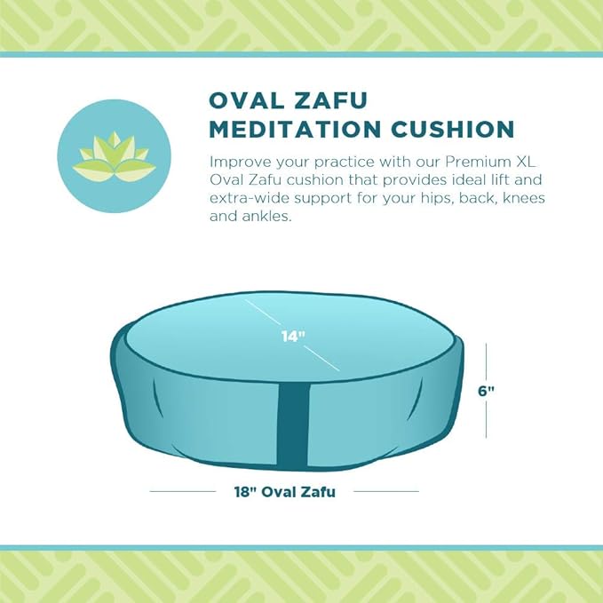 Bean Products Zafu Meditation Pillows for Sitting on Floor, Yoga Cushion, Cotton/Buckwheat Fill Yoga Pillow, Zafu Meditation Cushion, Zen Kneeling Prayer Pad- Made in USA - 14"x18" Oval - Black