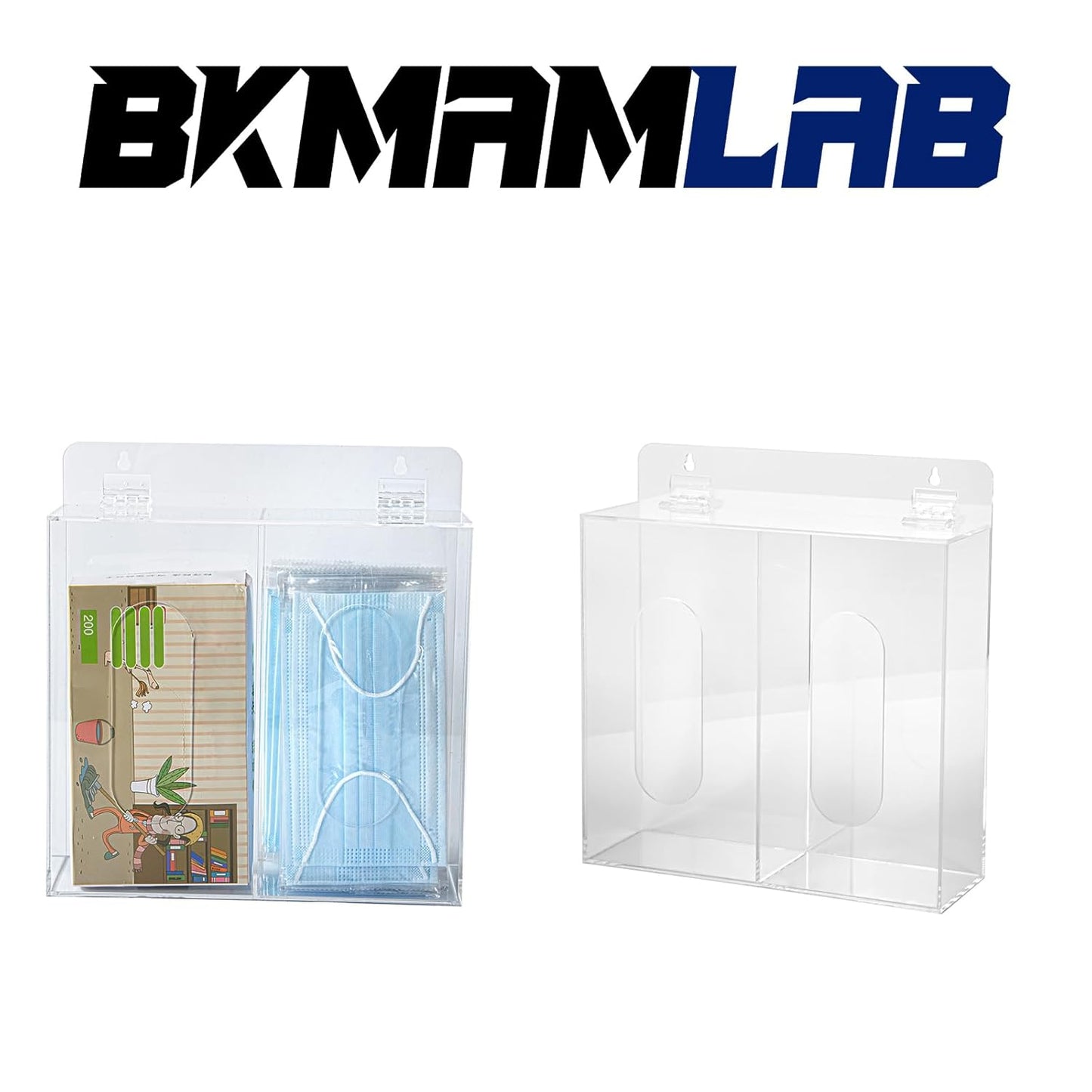 Wall Mounted Glove Dispenser, Hairnet Shoe Cover Dispenser，Acrylic Glove Box Holder, Clear (for 2 Boxes)