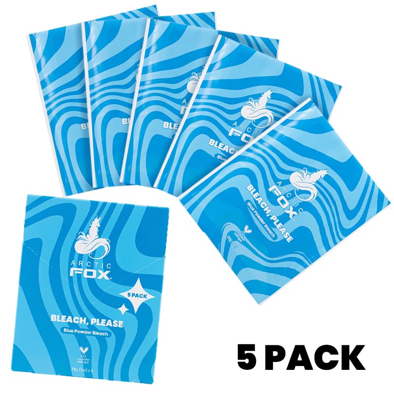 ARCTIC FOX Bleach Please, Blue Powder Bleach 5 Pack of Sachets (5 x 1oz) Stock up and save! Perfect for multiple use touch-ups, highlights or money pieces.