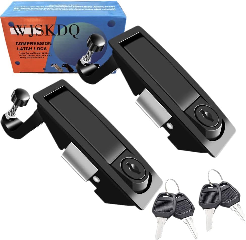 WJSKDQ 2PCS Compression Latch Lock Powder Coated Zinc Alloy Adjustable Lever Hand Operated Flush Lever Marine Applicable Door Thickness: 0.04"-0.94" Grip Range
