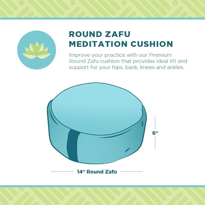 Bean Products Zafu Meditation Pillows for Sitting on Floor, Yoga Cushion, Cotton/Buckwheat Fill Yoga Pillow, Zafu Meditation Cushion, Zen Kneeling Prayer Pad- Made in USA - 14" Round - Royal Blue