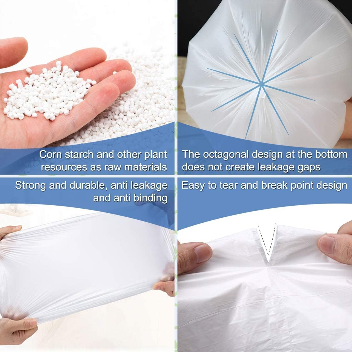 100 Count 4 Gallon Small Biodegradable Trash Bags 20L Leakage-Free Waste Basket Trash Bags Compost Garbage Bag Trash Can Liners for Kitchen, Restaurant, Office, Bedroom, Bathroom