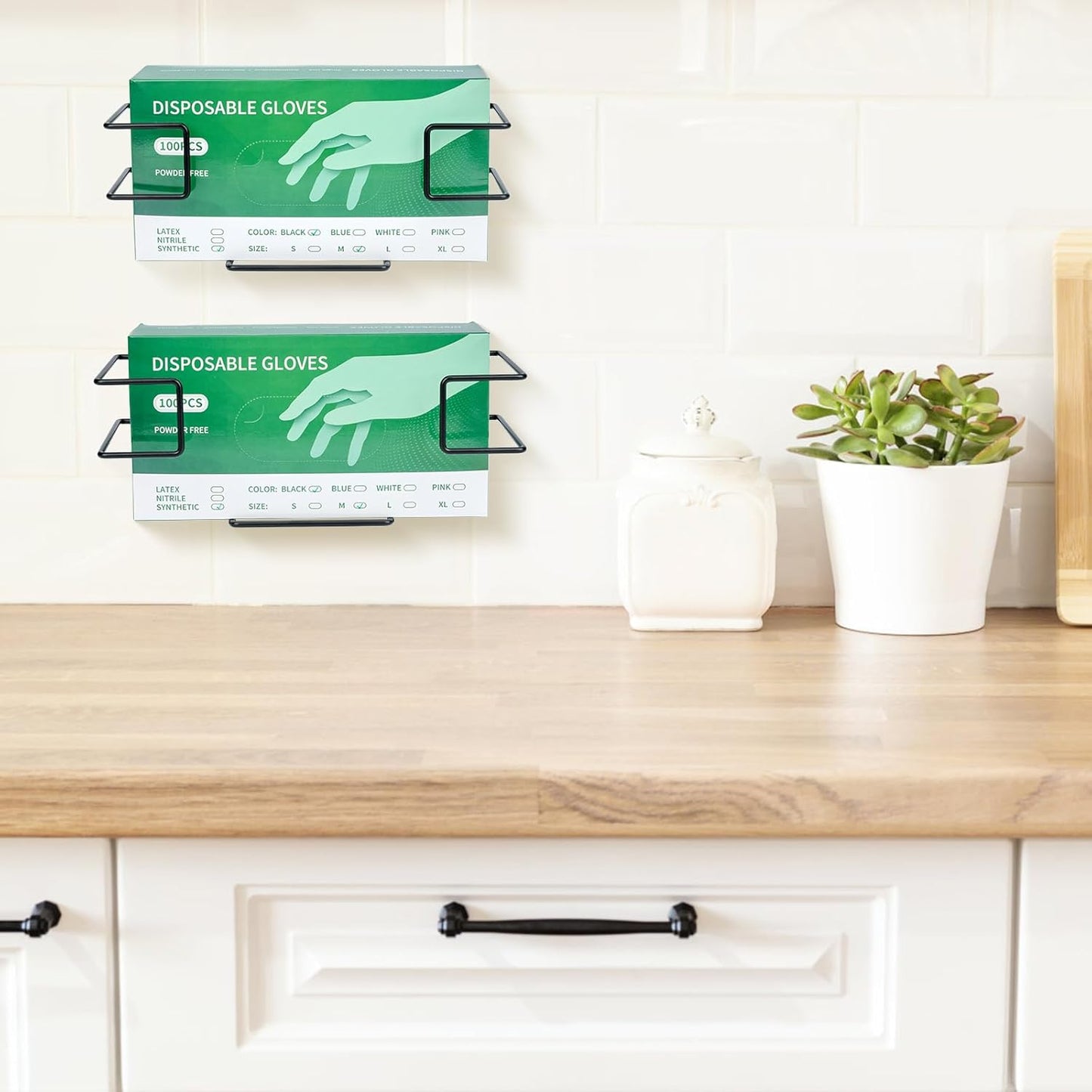 Glove Box Holder and Dispenser - Metal Rack for Rubber Latex Gloves Face Tissue, Black (4 Pack)