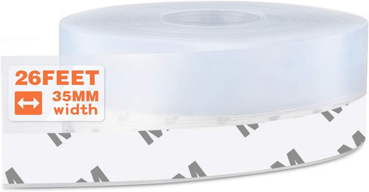 26 Feet Silicone Seal Strip, Transparent, 35MM - Door & Window Seal, Draft Stopper Adhesive Tape for Doors, Windows & Shower Glass Gaps