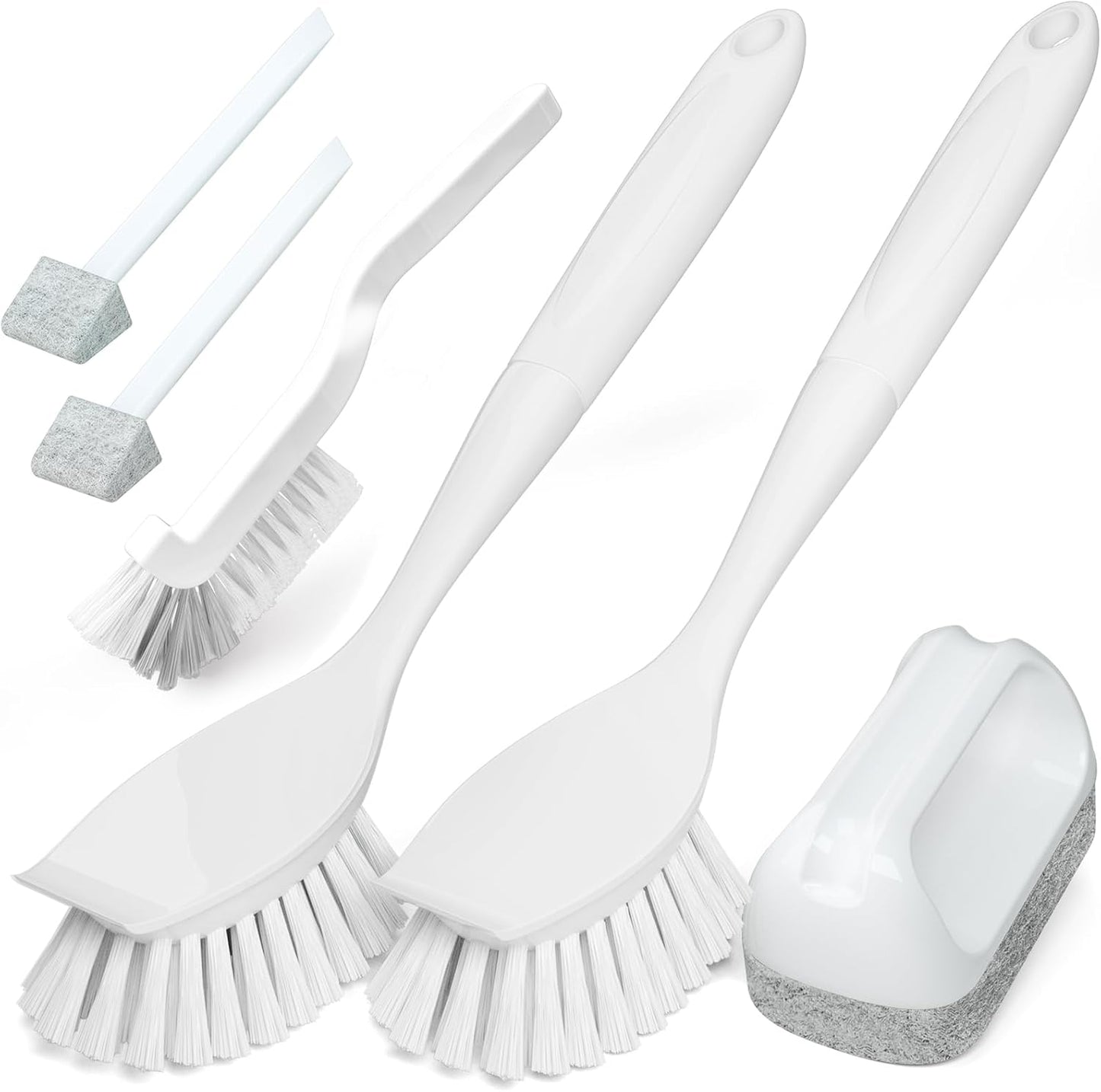 Holikme Cleaning Brush Set, Scouring Pad for Cleaning, Groove Gap Brushes for Pot, Pan, Kitchen Sink, Wire Brushes (White)