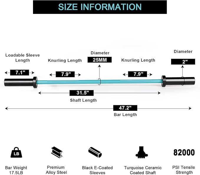 LIONSCOOL Premium 4ft/4.9ft/6ft Barbell for Strength Training and Olympic Weightlifting, 2 Inch Bar for Squats, Curls, Deadlifts, Presses, Hip Thrusts, 350lbs/500lbs/700lbs Weight Capacity