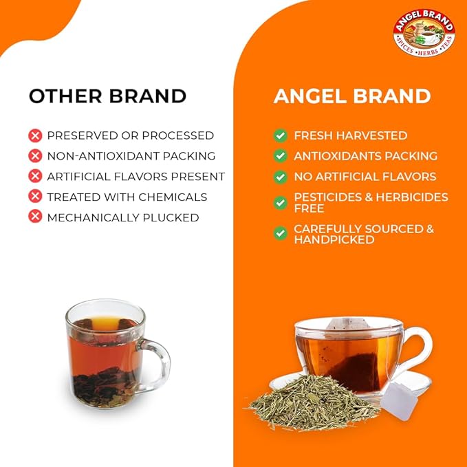 Angel Brand Lemongrass Tea Bags, 20 Bags – Lemon Grass Tea with Ginger, Rose Hips, & Cloves - lemongrass tea bags Famous in Jamaican culture with Balanced Flavor, Rich Nutrients & Health Benefits