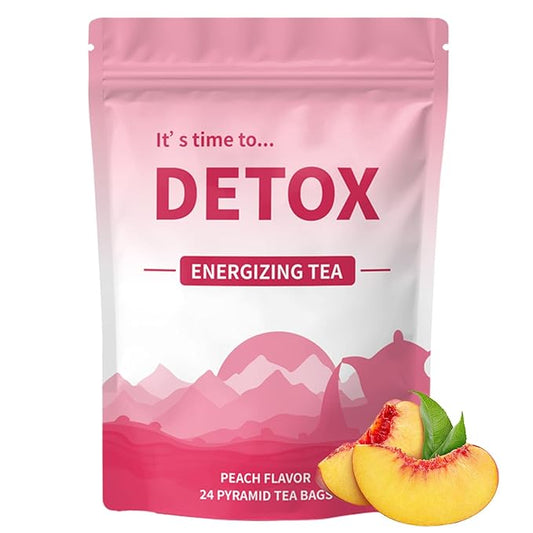 Detox Tea with Dandelion and Ginseng - Caffeine-Free, Gentle Botanical Formula for Bloating Relief and Digestion - Peach Flavor, For Men and Women (1pc)