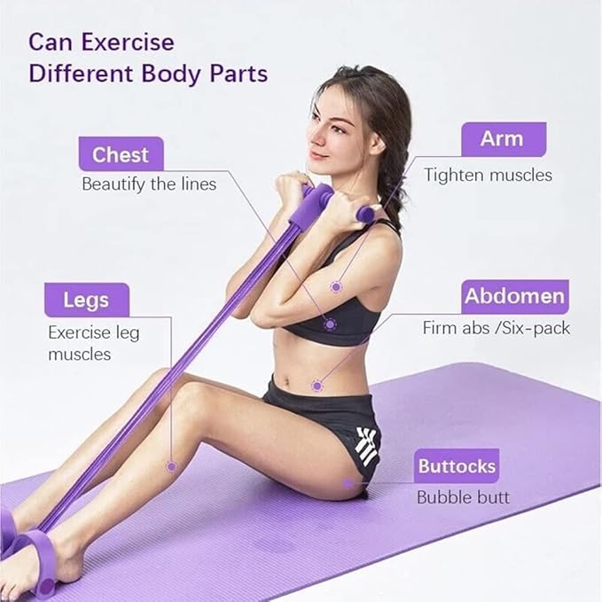 21 Fitness Resistance Bands - 4 Tube Pedal Ankle Puller, Yoga Handle Bands Exerciser Multifunction Trainer Tension Rope for Body, Abdomen, Waist, Arm, Tummy Exercise Stretching Training ( Color : Ash