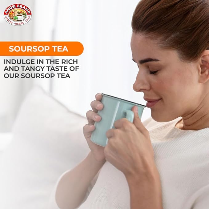 Angel Brand Soursop Tea Bags 25 Natural Tea Bags for Health Benefits and Immune Support, Famous in Jamaican Culture - Graviola Leaves Give Taste, Vitamins & Minerals