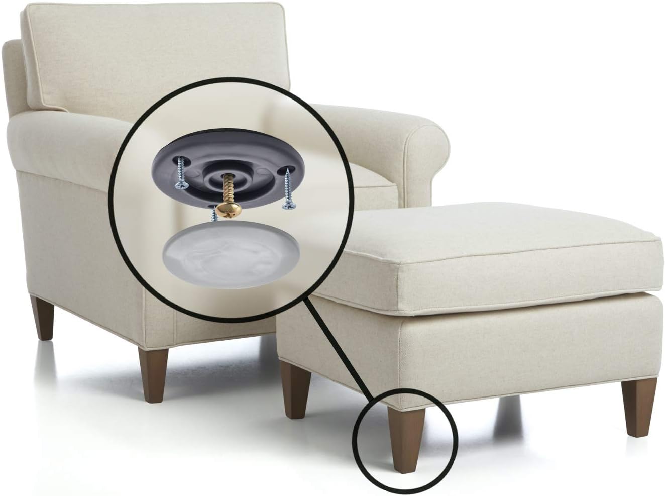 GorillaGlides CB503 2 Inch Furniture Sliders/Screw On Glide Floor Protectors (Set of 4 Glides) Large Furniture Feet Glides for Carpet and Hard Surface Sliding, Round