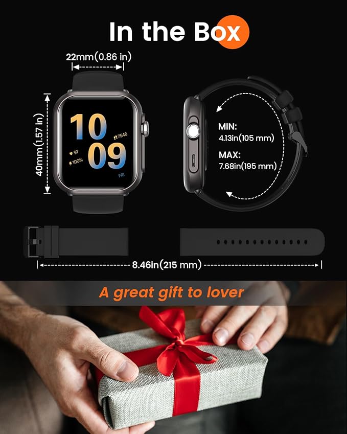 Smart Watch for Men for iPhone&Android: 100 Day+Battery Life, Smart Watch(Answer/Make Calls) with SpO2 Sleep Heart Rate Monitor,5ATM Waterproof,Fitness Tracker with 120+Sport,Reloj Inteligente Black