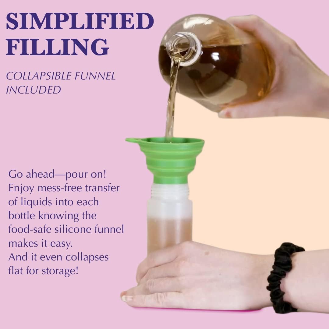 6-Pack Condiment Squeeze Bottles for Sauces - Includes Funnel, Erasable Marker & Reusable Labels, Perfect for Salad Dressings, Liquids, and Ketchup, Durable Plastic 12 oz Bottles