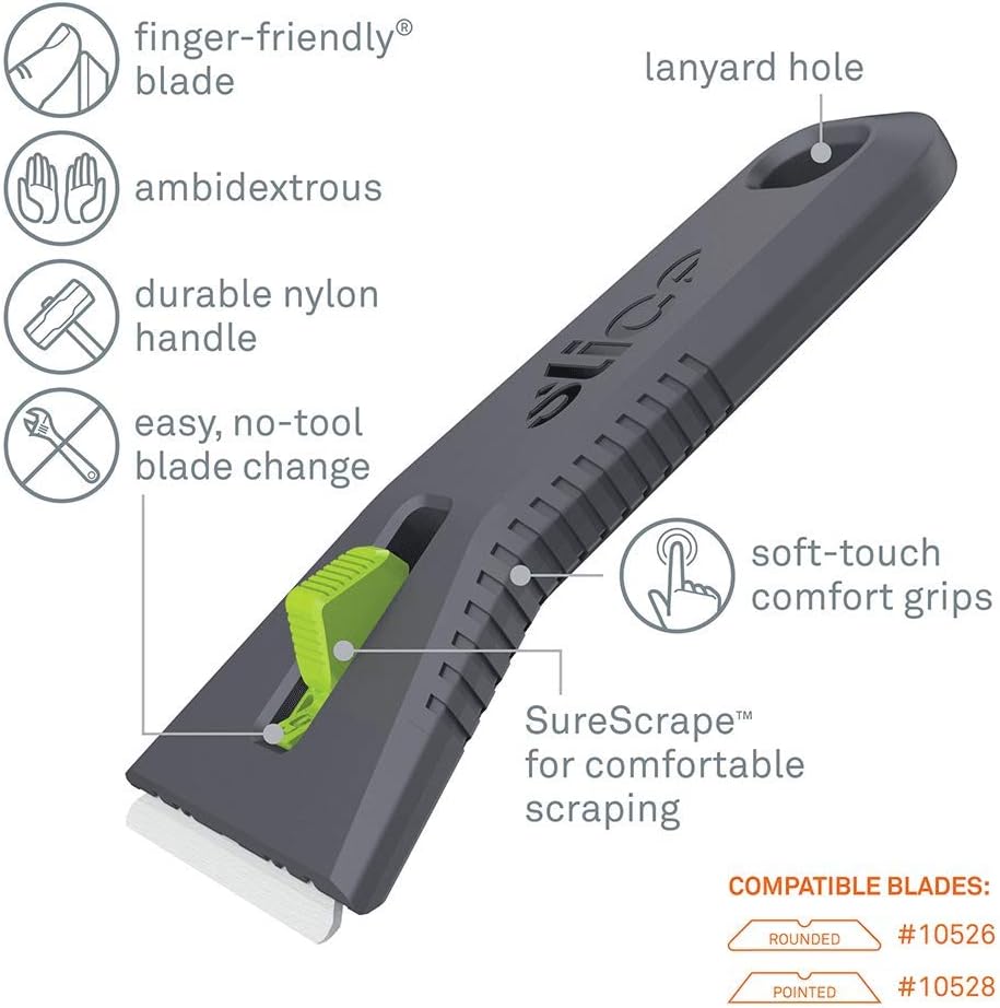 10593-CS Auto-Retracting, Utility Scraper, Locking Ceramic Blade, Rust Free, Finger Friendly, Soft-Touch Comfort Grips Reduce Strain, 12 Pack